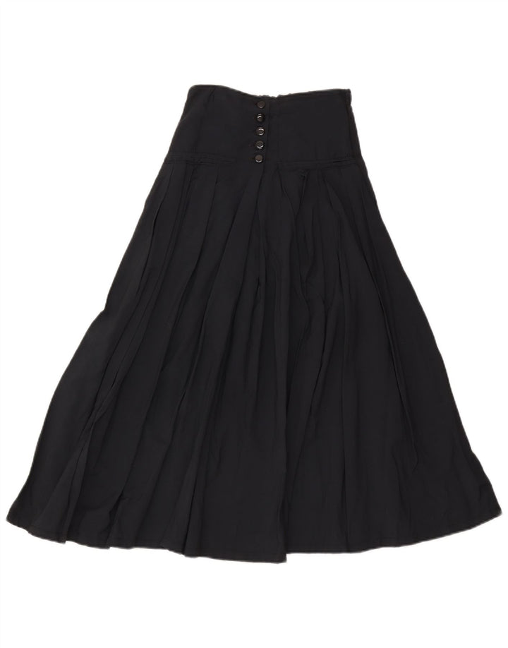 vintage Femme Jupe Maxi Plissée W30 Bleu Marine Moyen