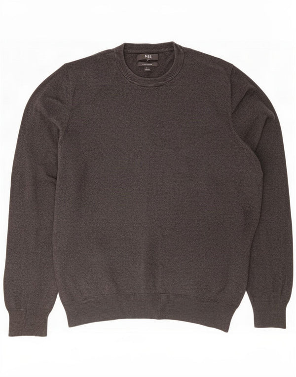 Marks & Spencer Pull col rond pour homme Grand coton gris