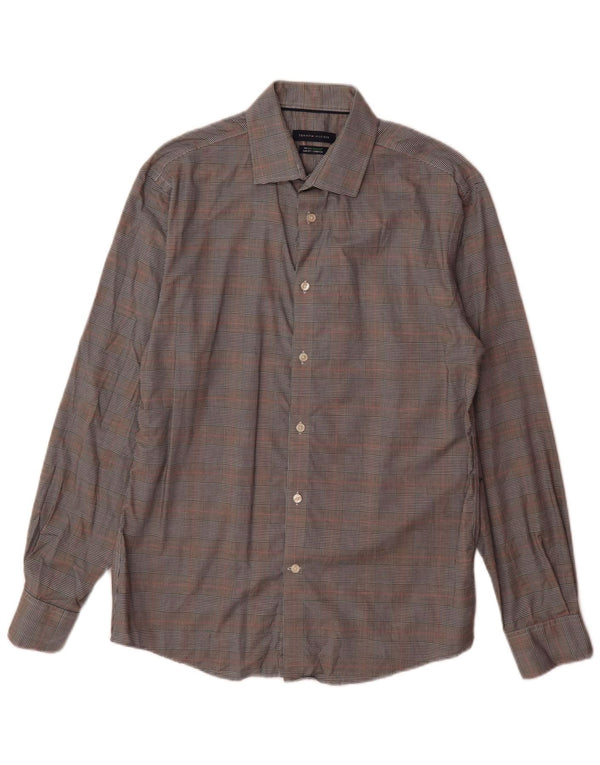 Tommy Hilfiger Chemise slim fit pour homme Taille 15 1/2 Coton à carreaux gris moyen