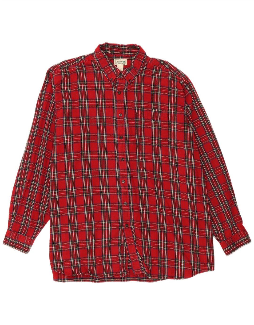 L.L.BEAN Chemise en flanelle haute pour homme 2XL en coton à carreaux rouges