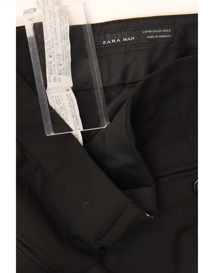 Zara Pantalon de costume droit pour homme EU 40 Medium W31 L30 Noir Polyester