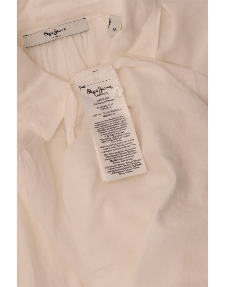 PEPE Jeans Chemise Oversize Femme UK 14 Coton Blanc Moyen