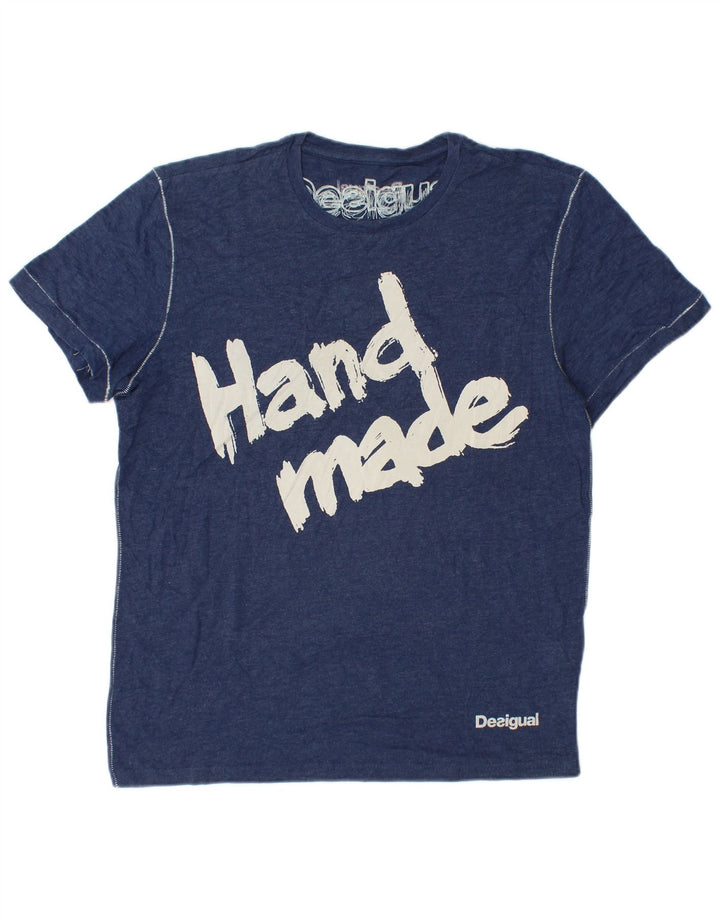 Desigual T-Shirt Graphique Haut Large Bleu Marine Coton Homme