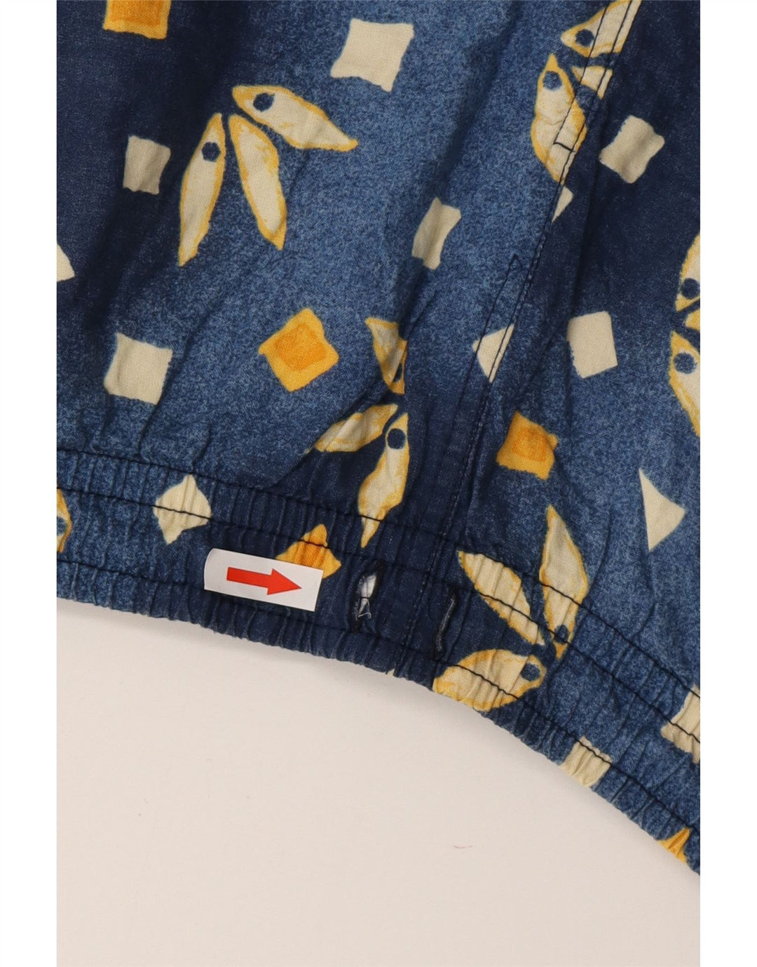 VINTAGE Short de Bain Homme XL Bleu Géométrique Coton