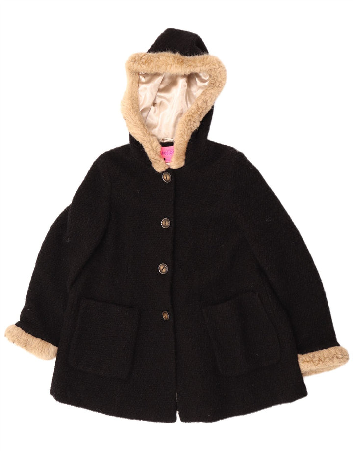 Monsoon Manteau à capuche pour femme UK 16 Large Laine noire