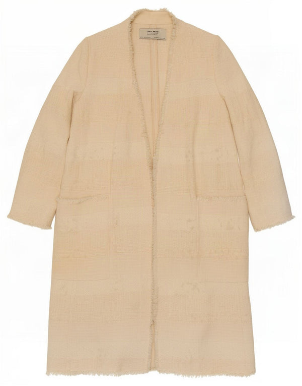 Zara Womens Open Overcoat UK 12 Medium Off White Coton