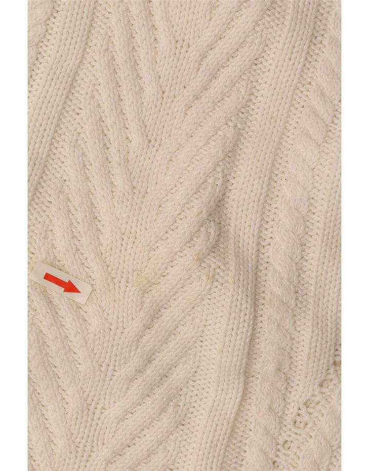 Zara Pull court surdimensionné à col roulé pour femme UK 10 Petit Blanc