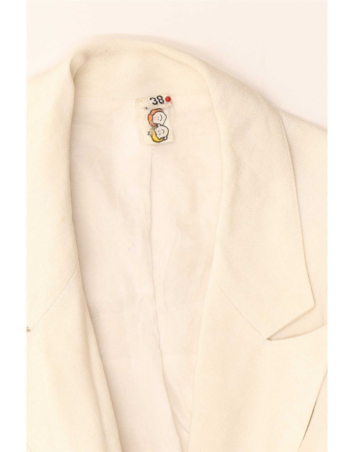 vintage Femme Double Breasted Blazer Veste EU 38 Moyen Off White