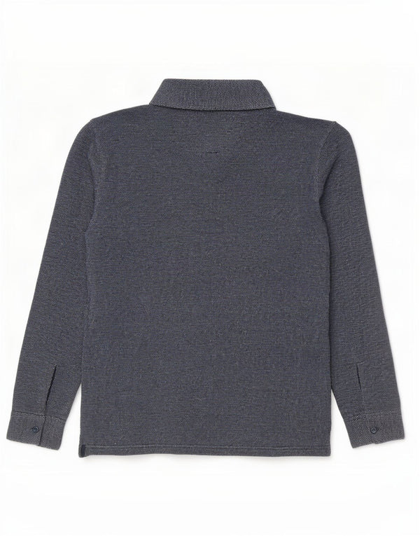 Massimo Dutti Polo à manches longues pour homme Coupe décontractée en coton Bleu marine Taille L