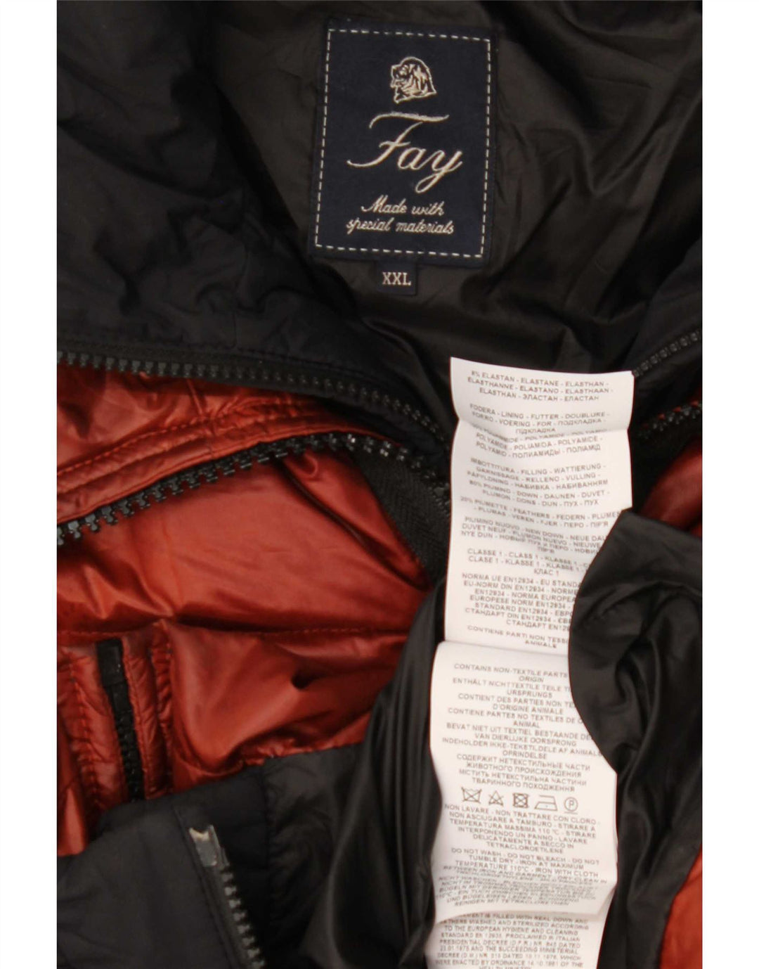 Fay Veste matelassée à capuche pour homme UK 44 2XL Rouge Colorblock Polyamide