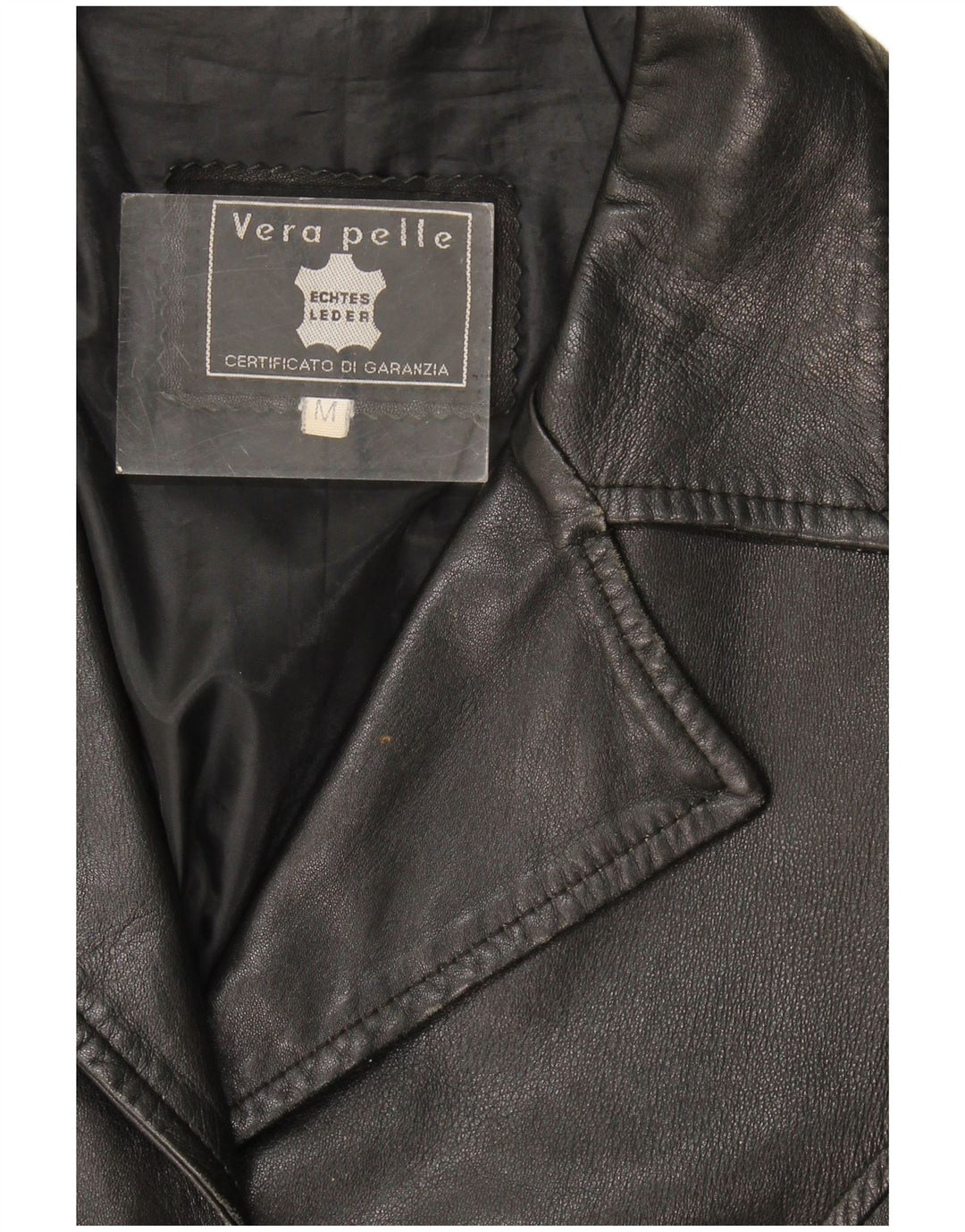 Veste en cuir femme vintage UK 14 Cuir noir moyen