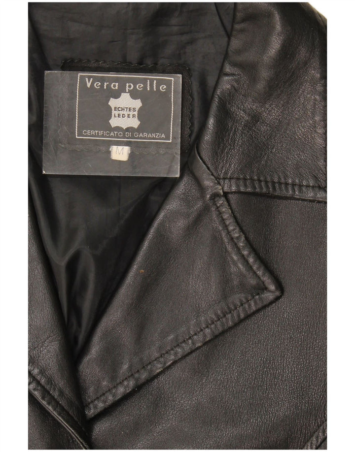 Veste en cuir femme vintage UK 14 Cuir noir moyen