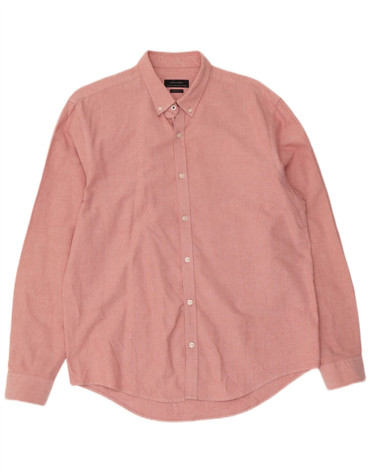 Zara Chemise Regular Fit Homme Rose Large