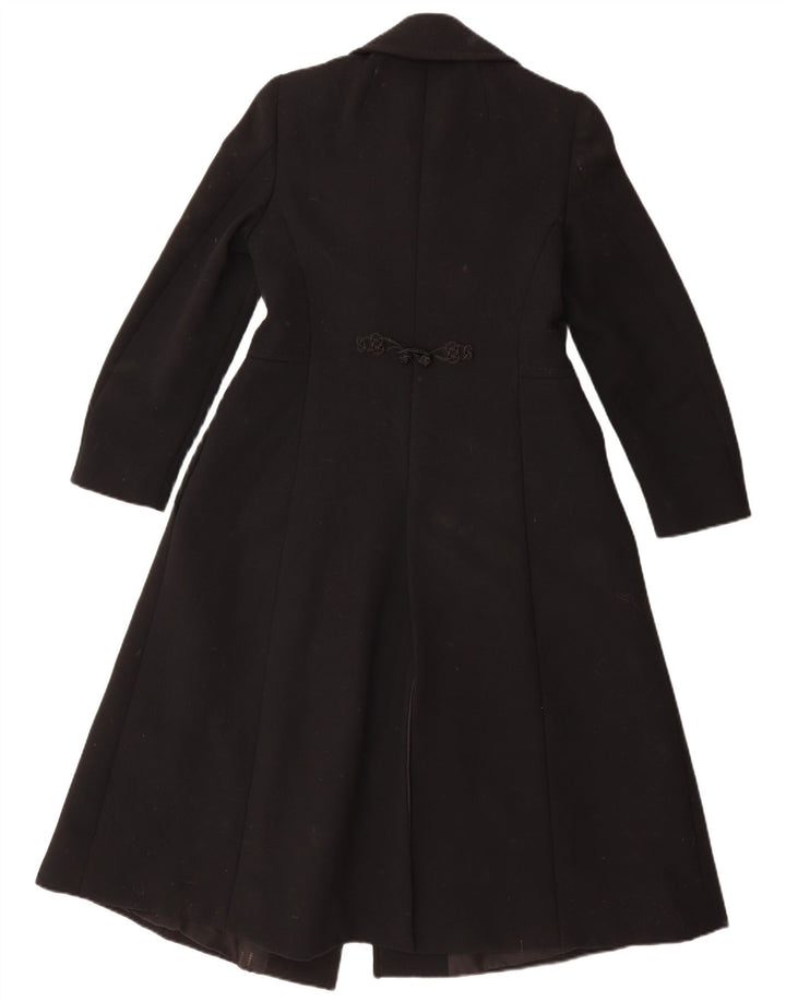 vintage Femmes Pardessus UK 10 Petit Noir