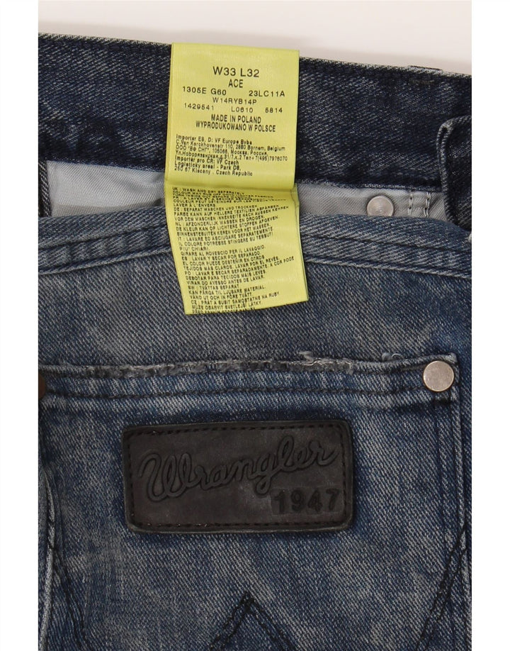 WRANGLER Mens Ace Straight Jeans W33 L28 Blue Cotton