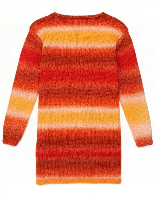 vintage Womens Boat Neck Jumper Sweater UK 12 Moyen Multicolore Rayé