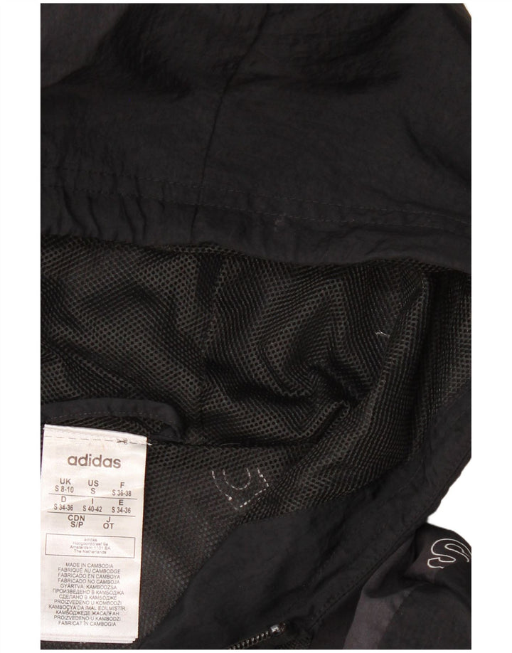 Adidas Veste de pluie à capuche graphique pour femme UK 8/10 Small Noir Colourblock