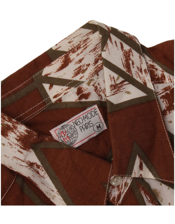 Chemise homme vintage moyen marron géométrique