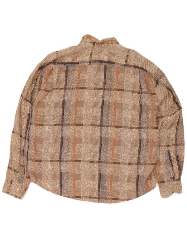 Morgan & Donavan Chemise Homme Taille 41/42 Large Beige Check Viscose
