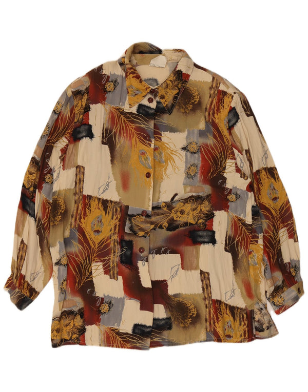 vintage Femme Chemise Blouse UK 18 XL Multicolore Patchwork Viscose