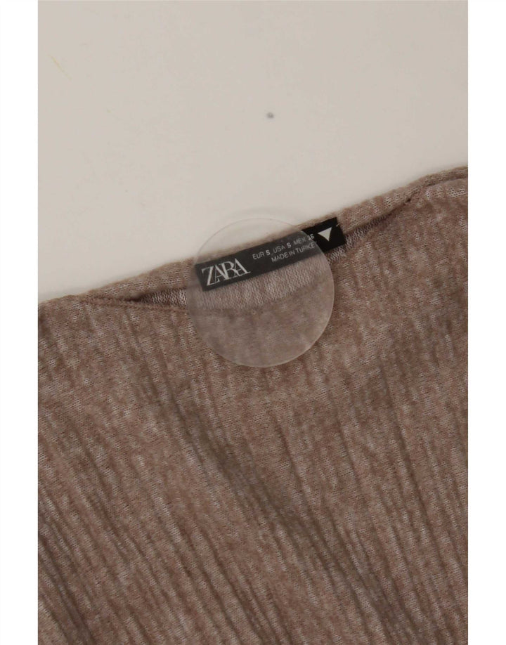 Zara Womens Crop Blouse Top UK 10 Petit Marron