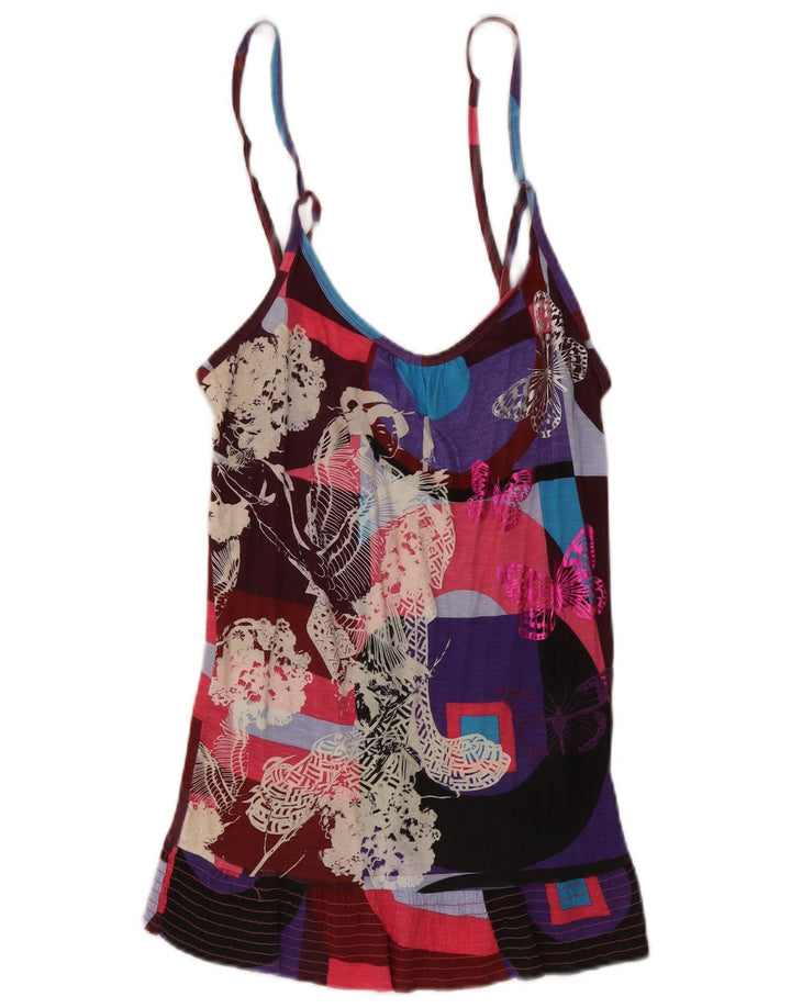 Desigual Femme Graphic Cami Top UK 12 Medium Multicolore Papillon