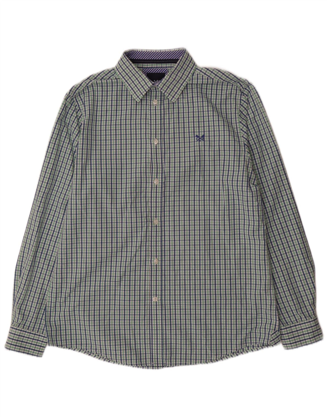Crew Clothing Chemise coupe classique pour homme en coton vichy vert moyen