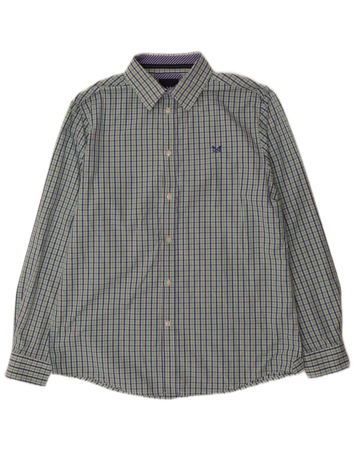 Crew Clothing Chemise coupe classique pour homme en coton vichy vert moyen