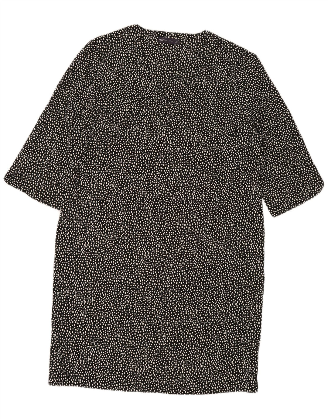 MARKS & SPENCER Robe droite pour femme UK 44 Grand Noir Géométrique Polyester