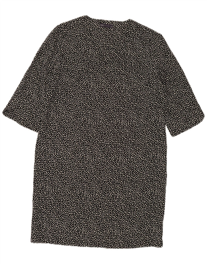 MARKS & SPENCER Robe droite pour femme UK 44 Grand Noir Géométrique Polyester