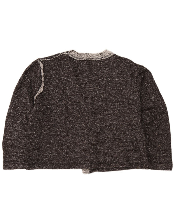 Zara Womens Crop Cardigan Sweater UK 16 Large Gris Moucheté Coton