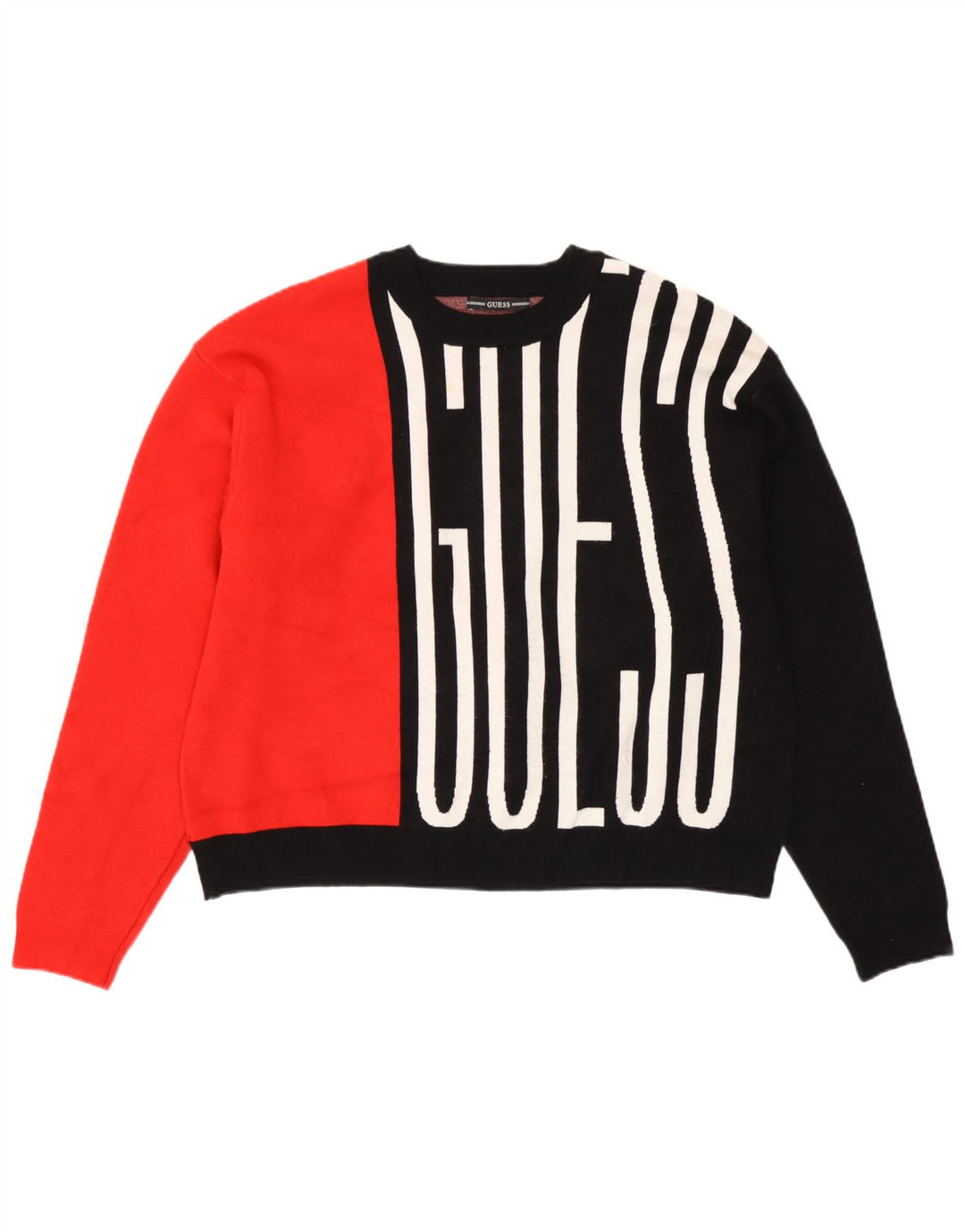 Guess Pull surdimensionné à col rond pour femme UK 8 Small Noir
