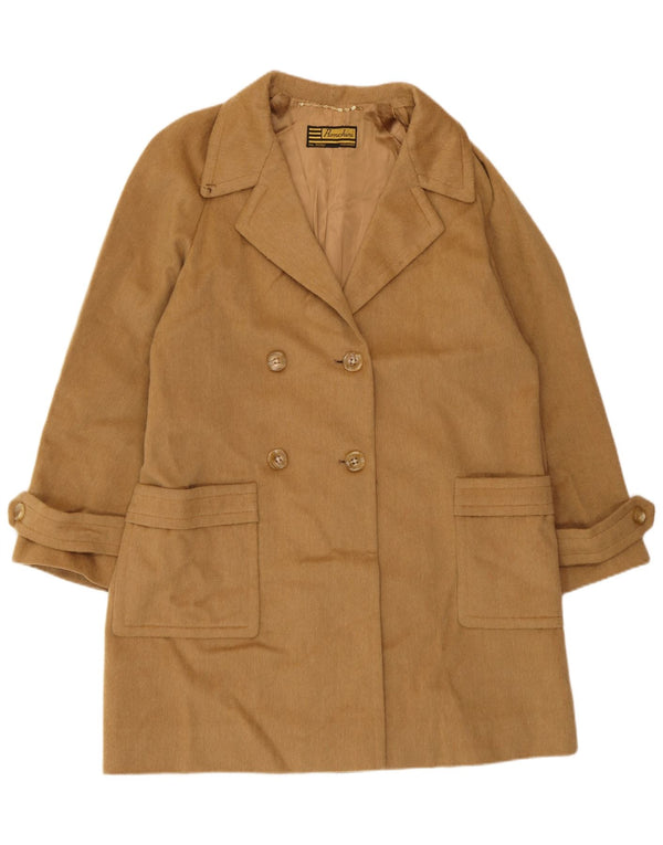 vintage Femme Double Breasted Coat UK 14 Beige Moyen