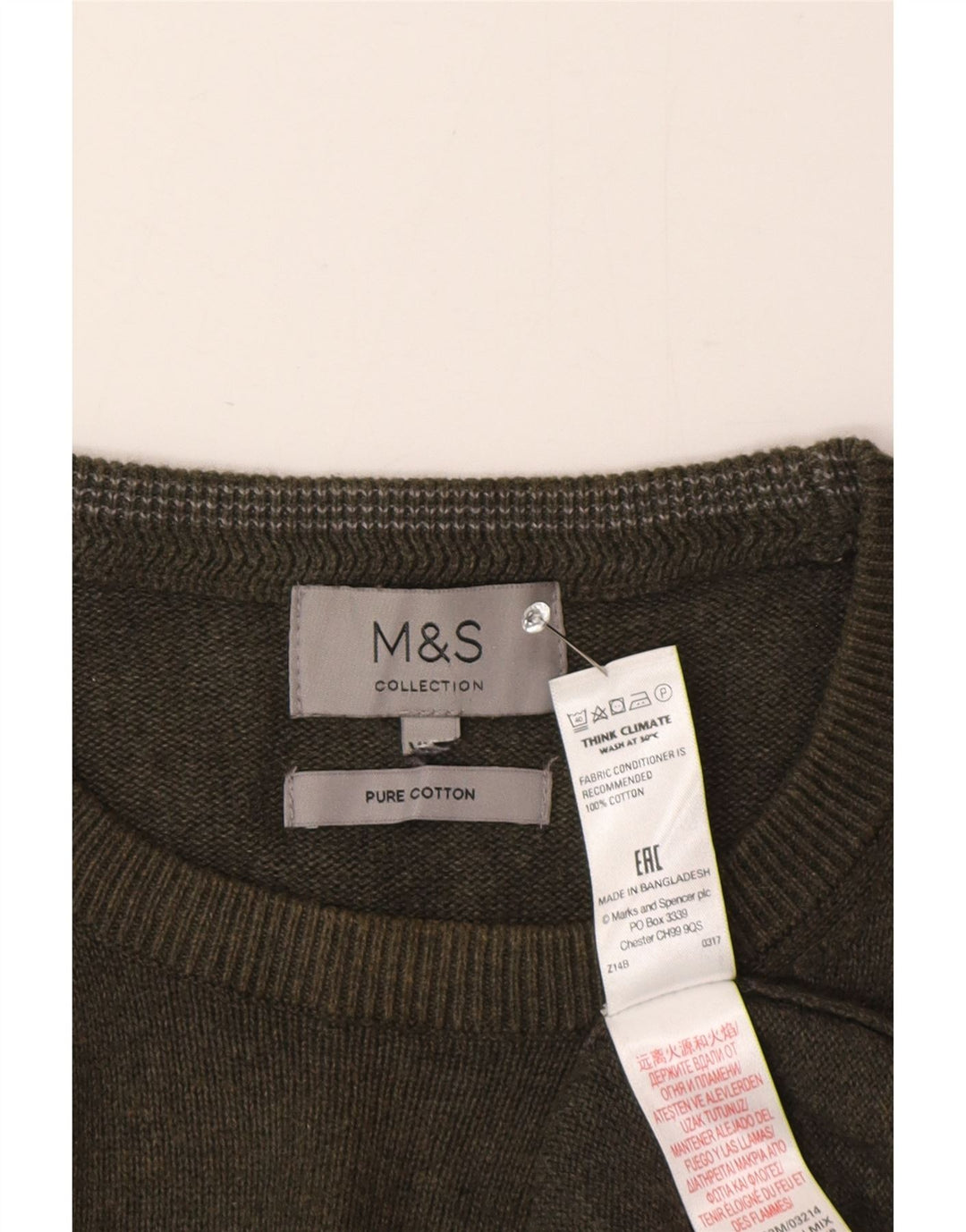 Marks & Spencer Pull col rond pour homme en coton vert 2XL