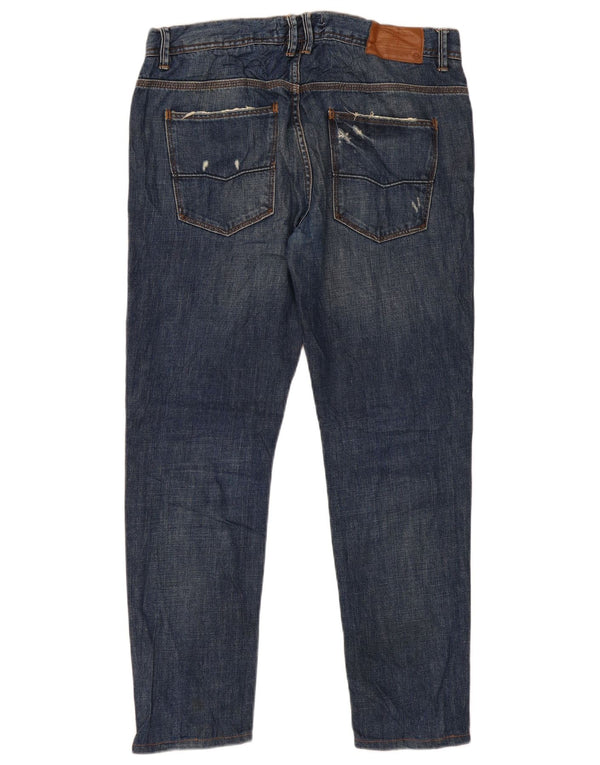 Zara Jean droit vieilli pour homme EU 44 Large W34 L29 Bleu marine