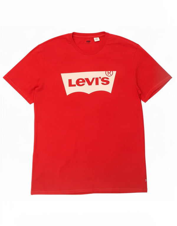 Levi's T-Shirt Graphique Homme Rouge Large Coton