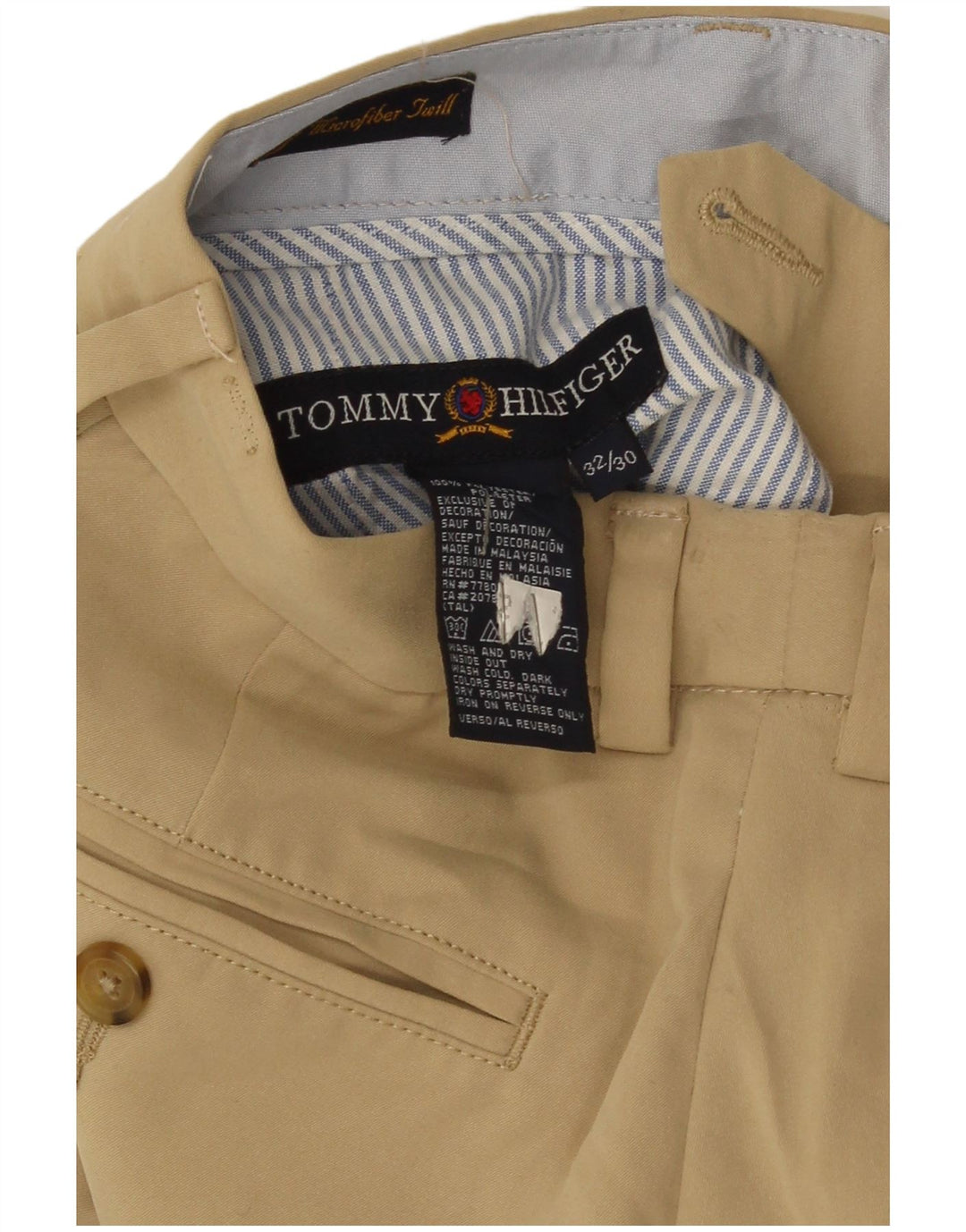 Tommy Hilfiger Pantalon Chino Slim Homme W32 L30 Beige Polyester
