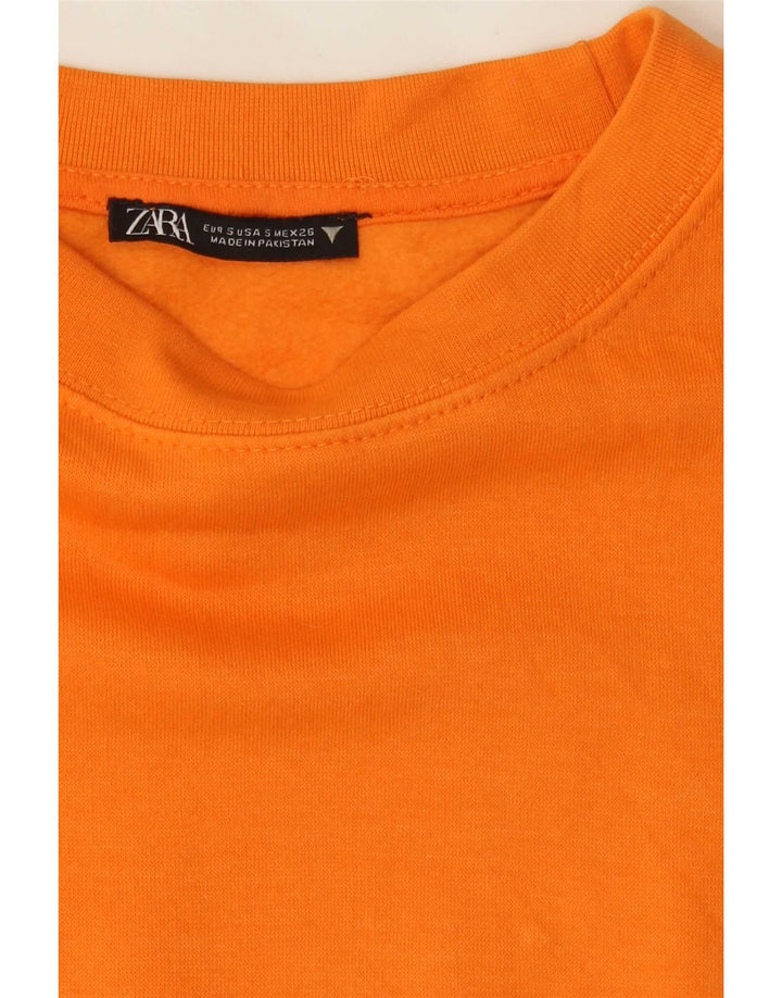 Zara Womens Crop Oversize Sweatshirt Jumper UK 10 Petit Orange Polyester