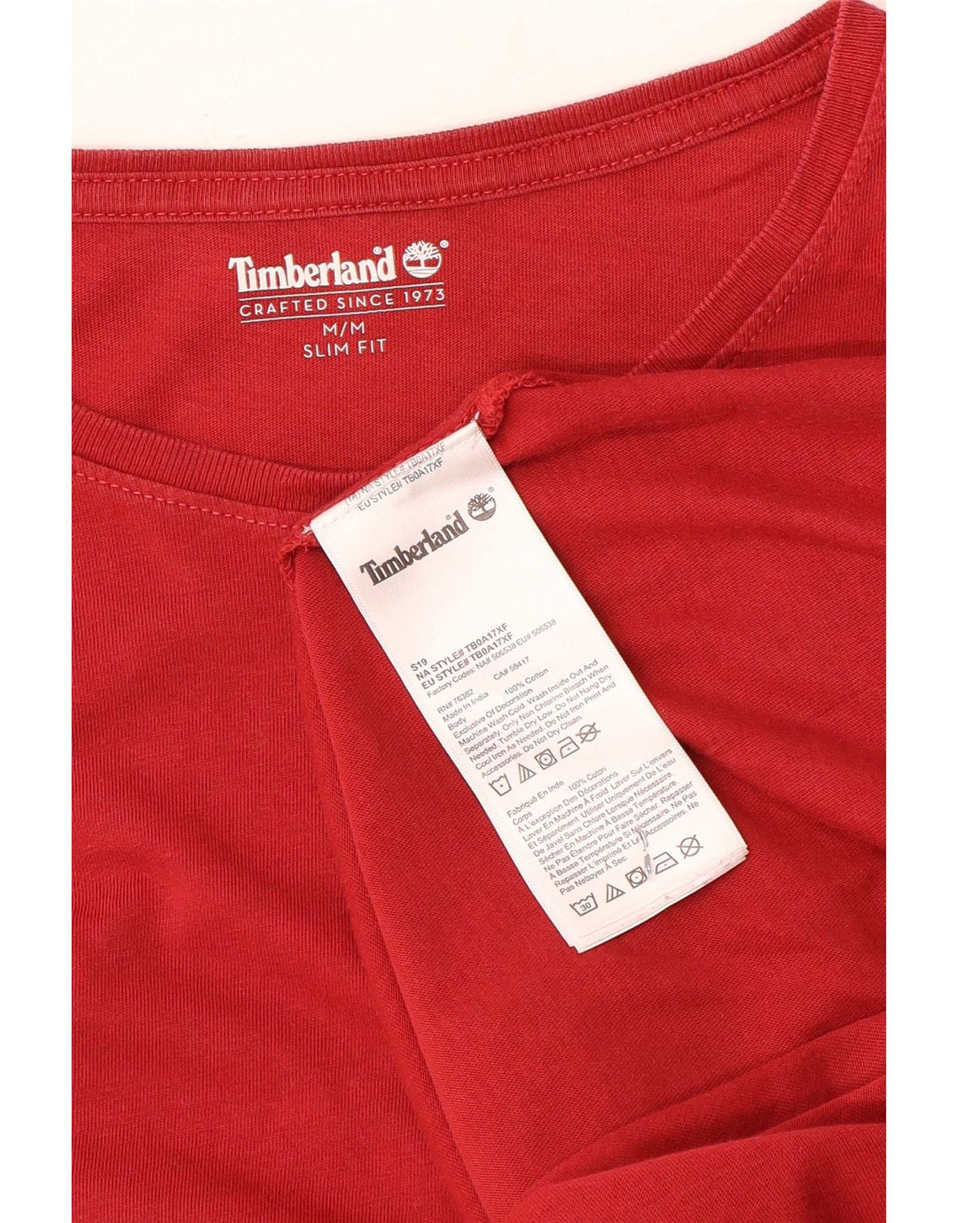 Timberland T-Shirt Slim Fit Homme Rouge Moyen Coton