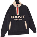 Gant Sweat-shirt graphique à col zippé pour homme, petit, bleu marine, color block