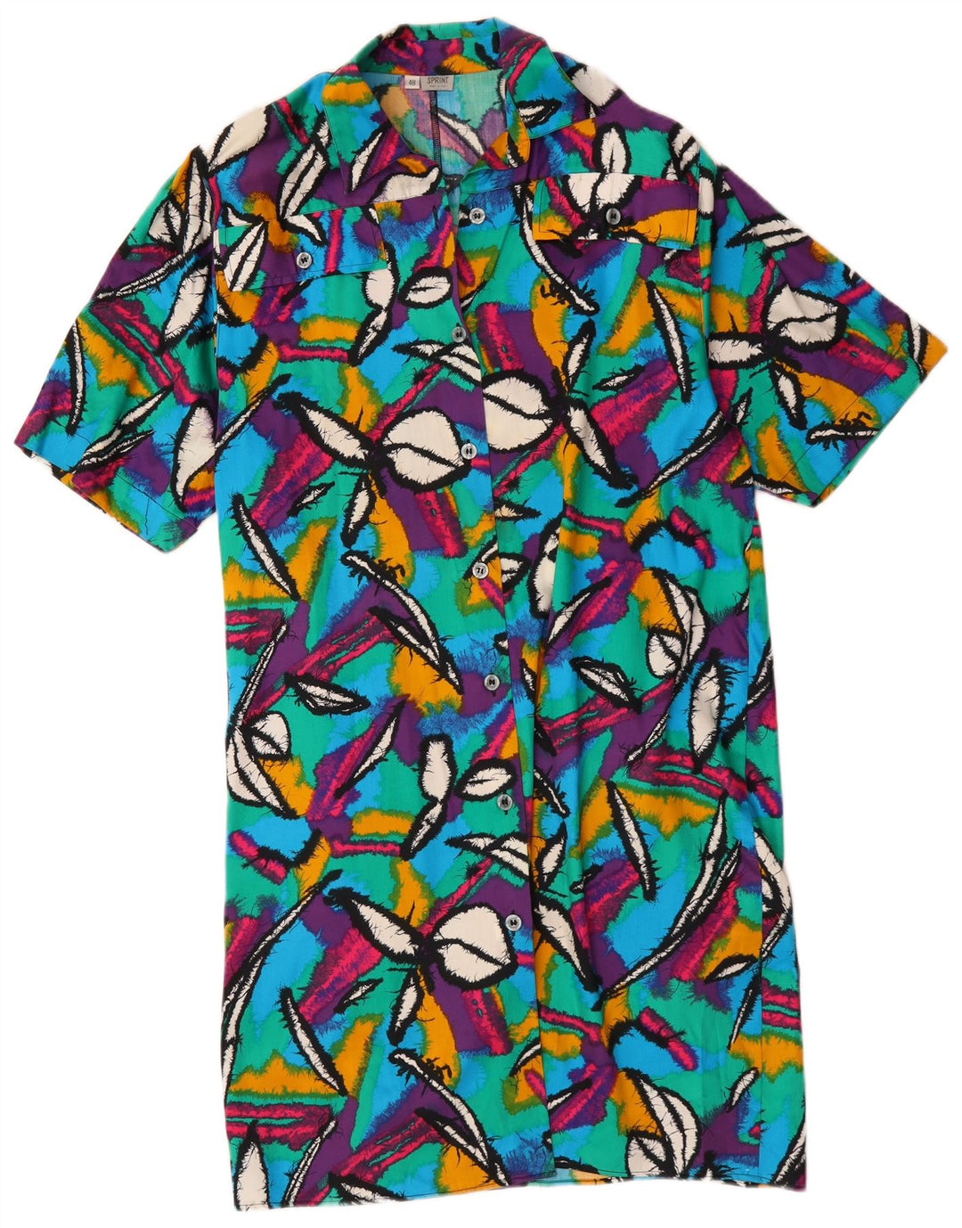 Robe chemise à motif abstrait vintage pour femme IT 48 XL multicolore