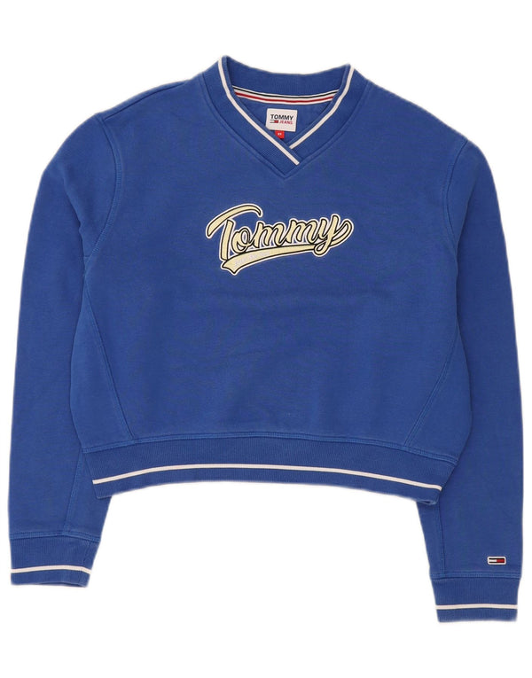 Tommy Hilfiger Sweat-shirt court surdimensionné pour femme UK 6 XS Bleu
