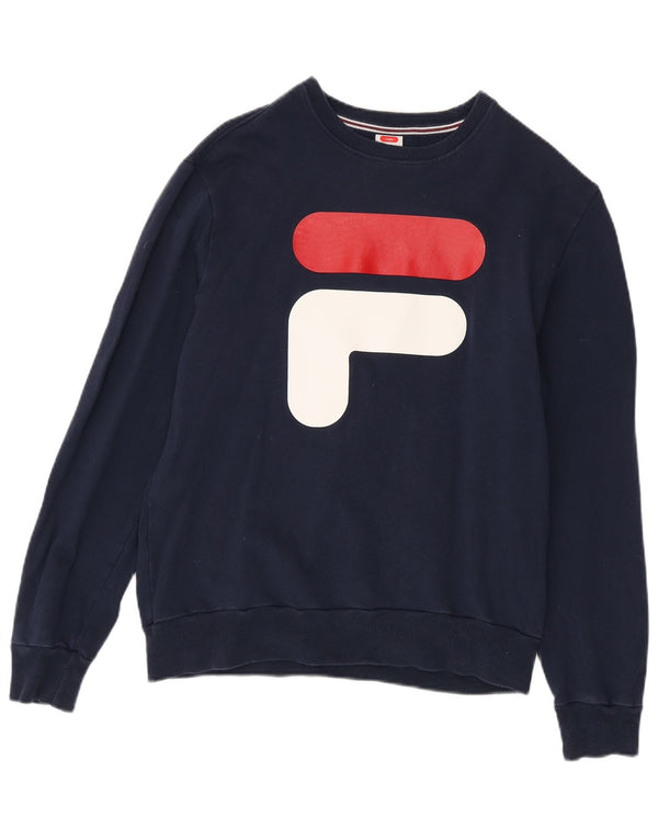 Fila Mens Tennis Graphic Sweatshirt Jumper IT 46 Small Bleu Marine Coton