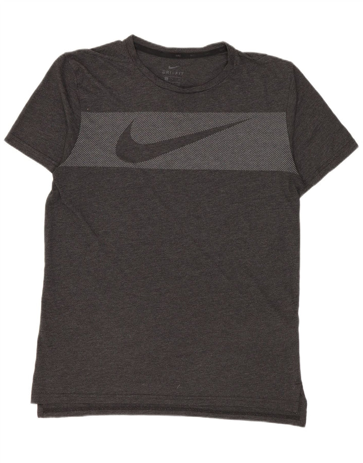NIKE T-shirt graphique Dri Fit pour hommes, petit gris à fines rayures en polyester