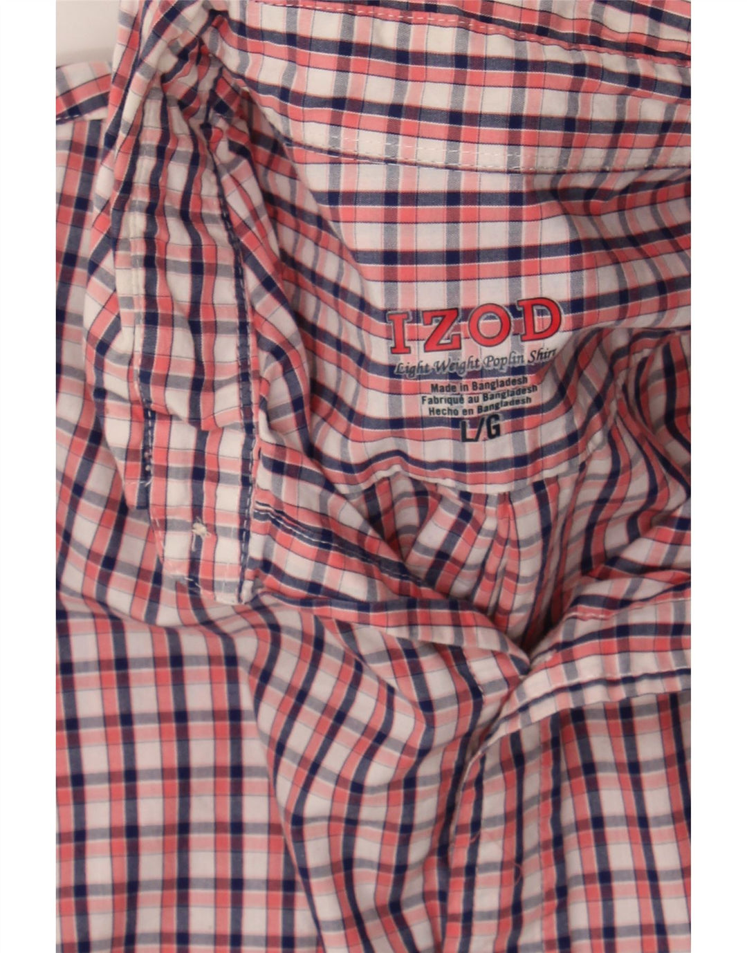 IZOD Mens Short Sleeve Shirt Large Pink Check Cotton Vintage Izod and Second-Hand Izod from Messina Hembry 