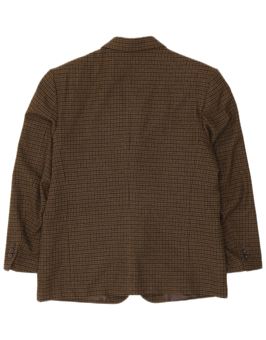 PETRELLI Veste Blazer Homme IT 51 Large Kaki Pied-de-Poule Laine Vierge