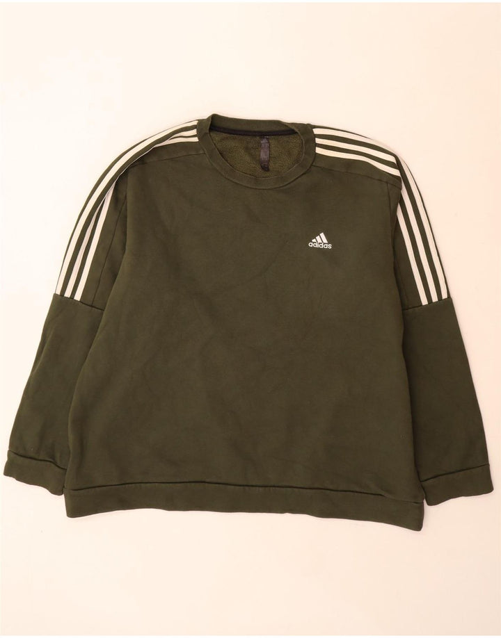 Adidas Sweat-shirt pour homme en coton kaki 2XL