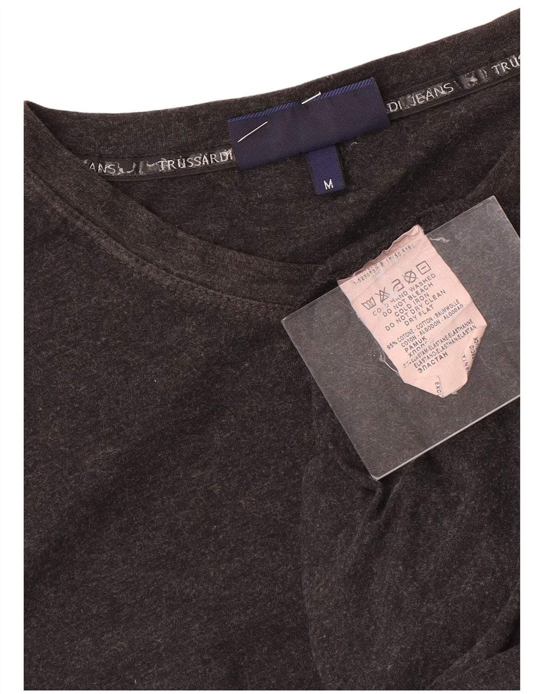 Trussardi Jeans Femme Top Manches Longues UK 12 Gris Moyen Coton