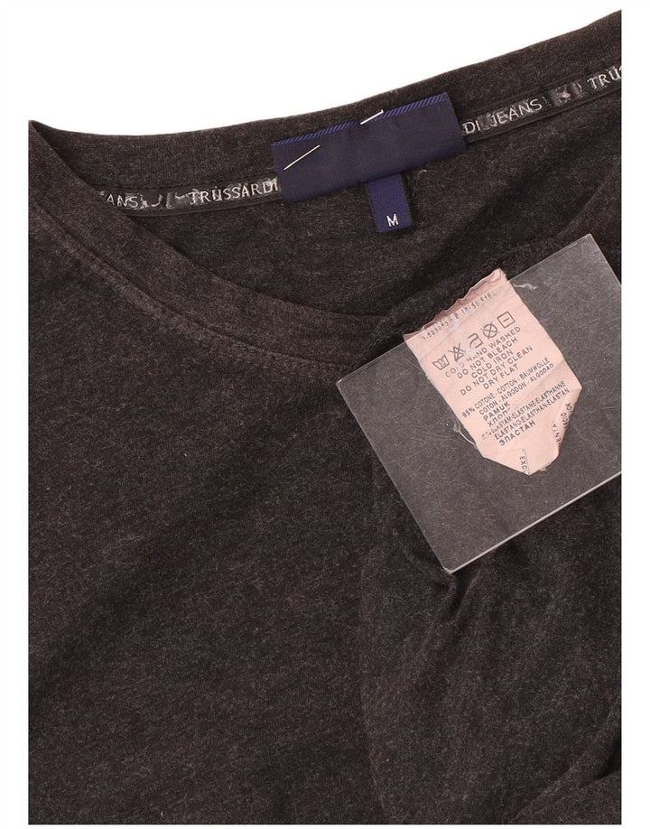Trussardi Jeans Femme Top Manches Longues UK 12 Gris Moyen Coton