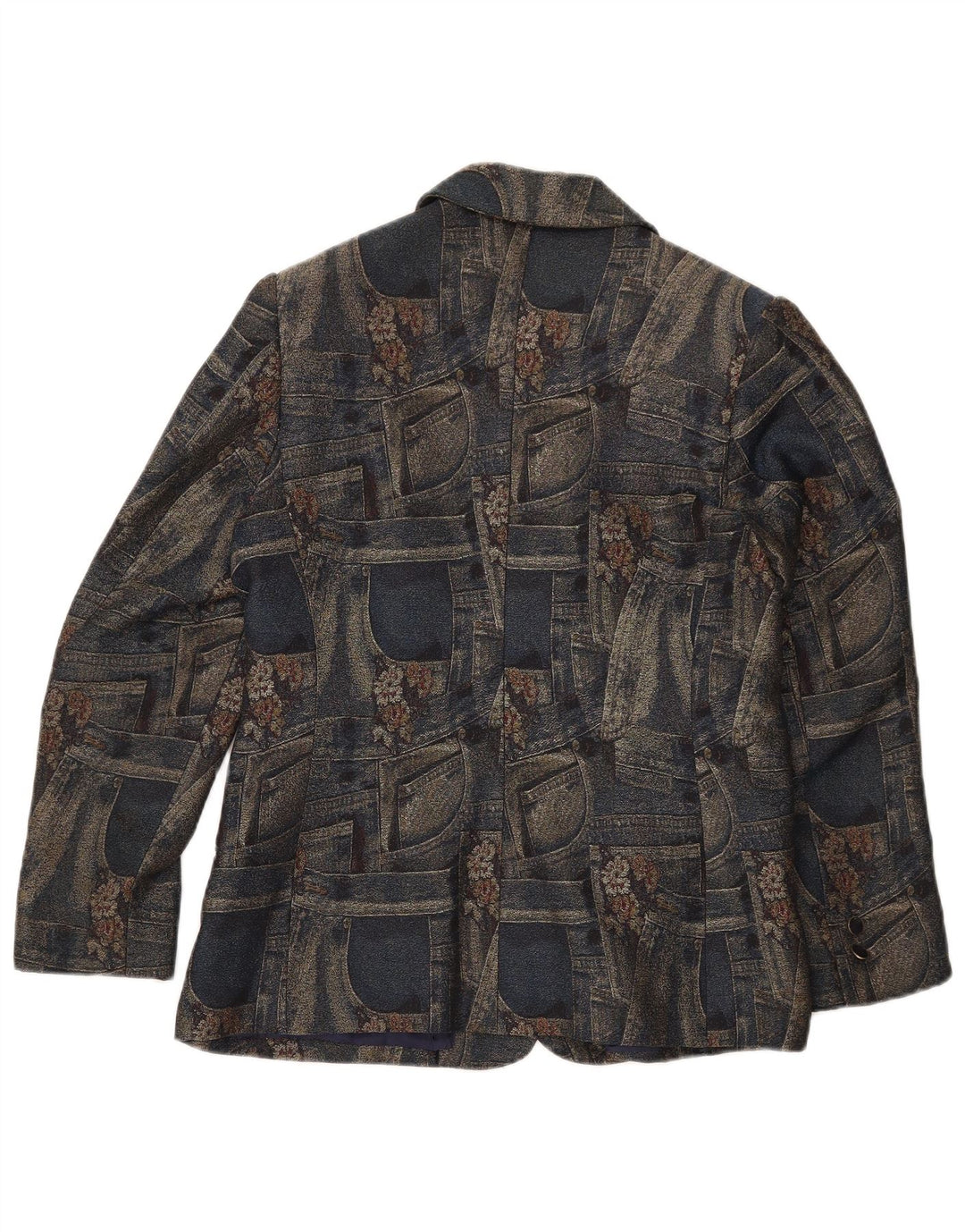 Carnet Veste Blazer 3 Boutons Femme UK 14 Moyen Bleu Marine Floral